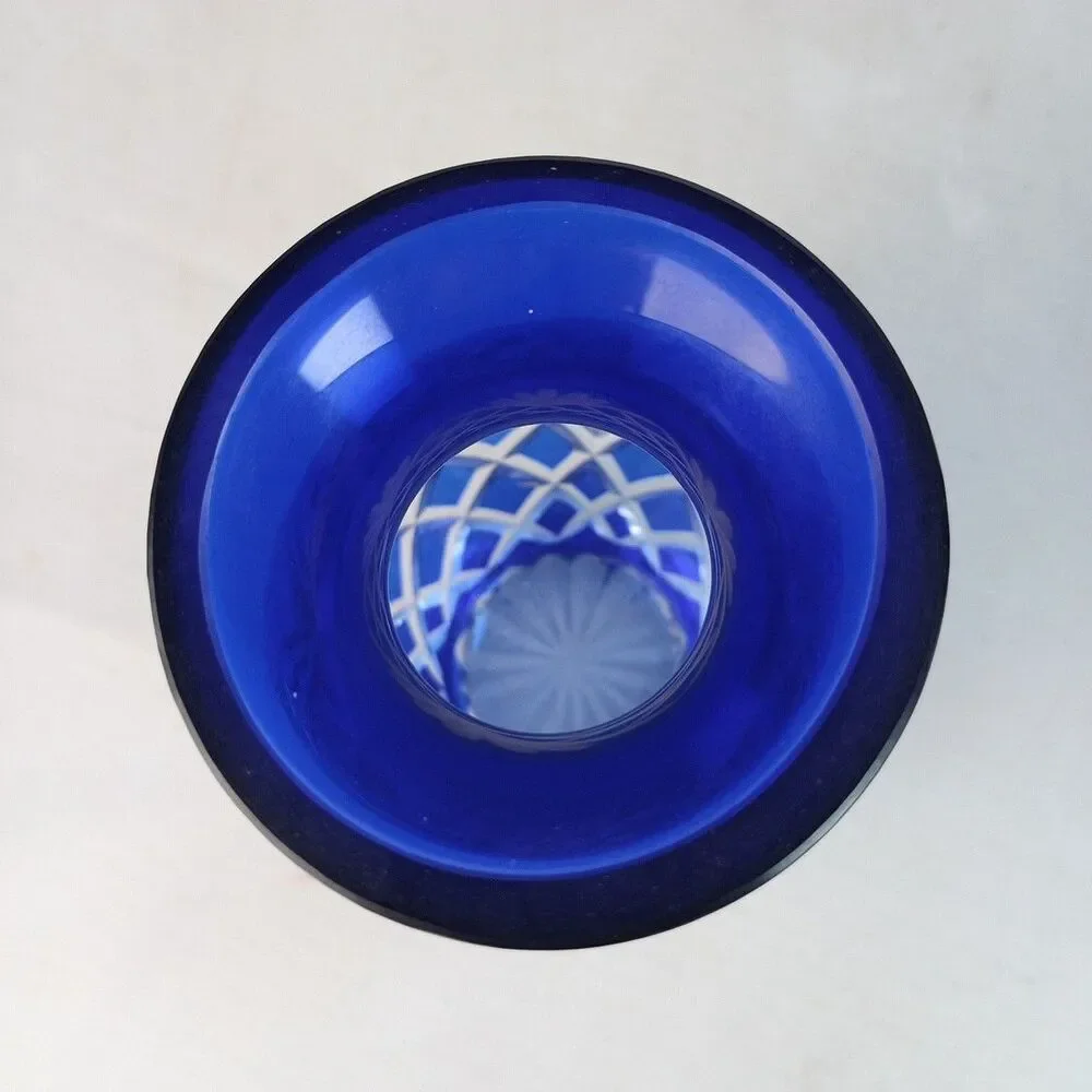 Set‎ of 2 Godinger Crystal Legends Cobalt Cut Clear Bud Vases Silver Plated Base